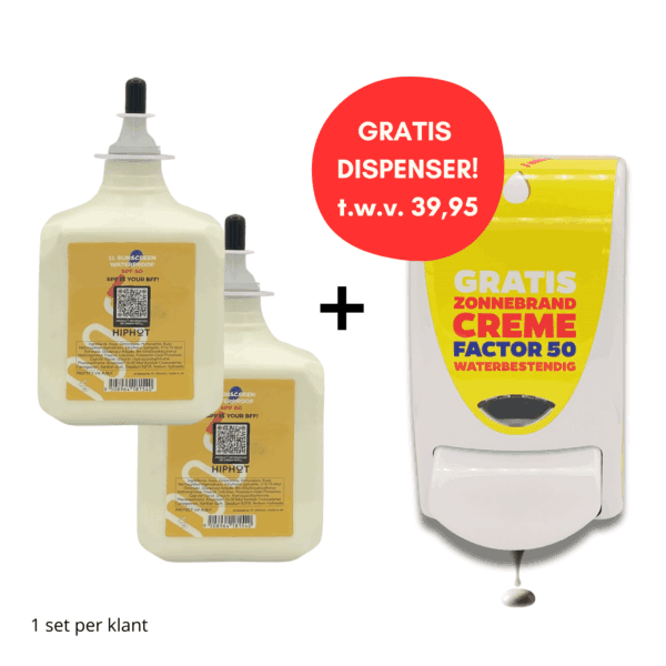 Factor 50 voordeelbundel: 2 liter zonnebrandcrème + Gratis dispenser