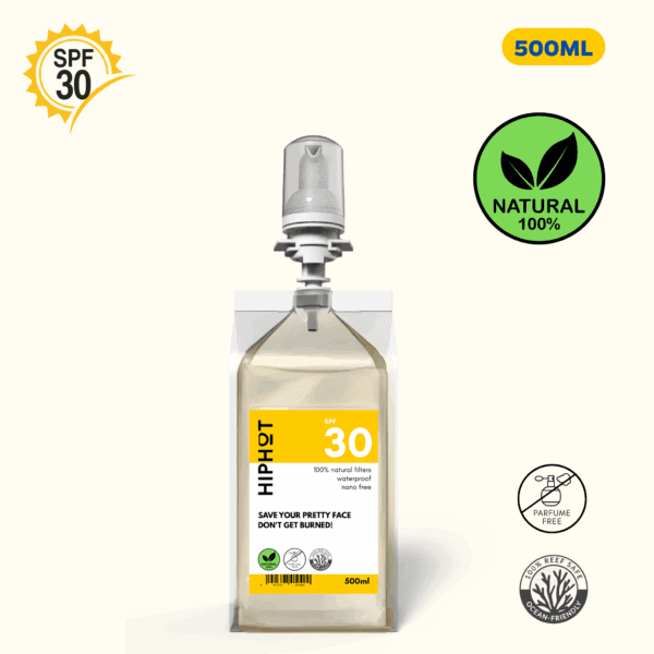 Zonnebrandcrème 1/2 liter Minerale filter - factor 30 waterbestendig - voor dispenser - navulling - 500ML - 1250 doses