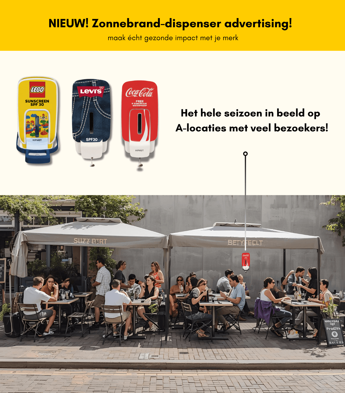 Zonnebrand dispenser advertising