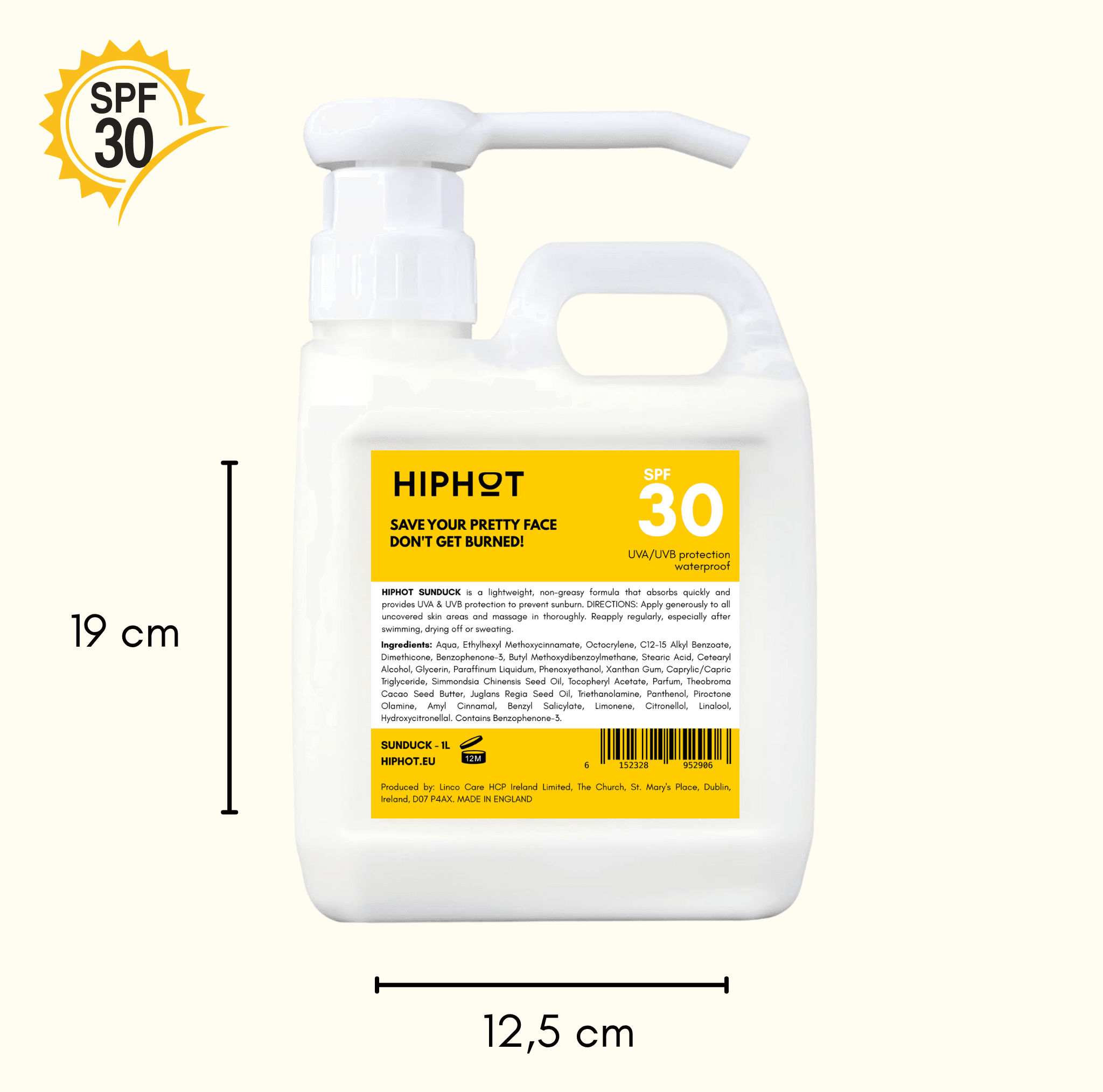 SPF 30 Zonnebrand 1 Liter Jerrycan met pomp details